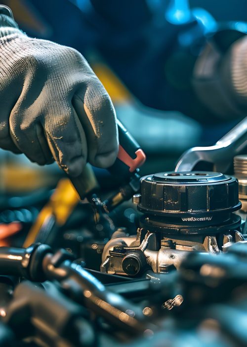 Mechanic Working on Car Engine